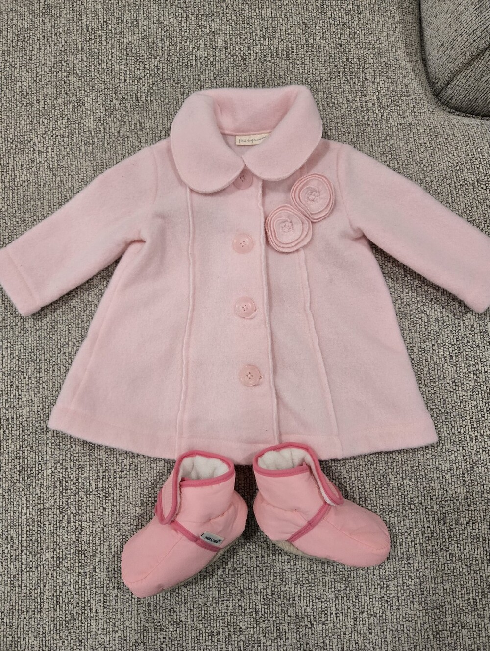 Pink Baby Girl Winter Bundle - Cozy Booties & Pea Coat